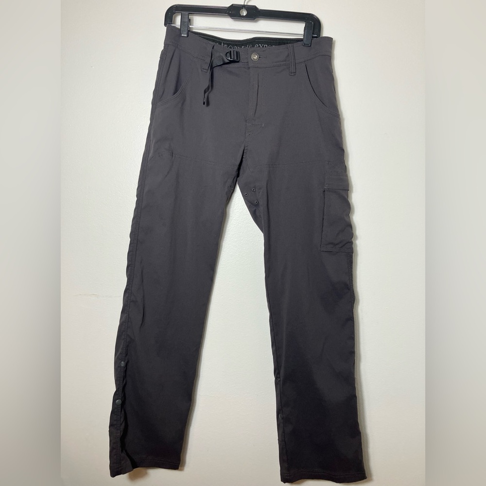Prana Pants Mens 30x32‎ Gray Hiking Belted Roll Snap Up Stretch Outdoors